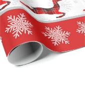Rood kerstfeest, rood en wit snowflake patroon cadeaupapier (Rol Hoek)