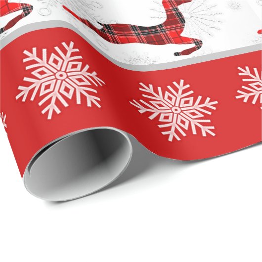 Rood kerstfeest, rood en wit snowflake patroon cadeaupapier (Rol Hoek)