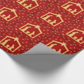Rood kerstfeest Snel Gift Wrap Cadeaupapier (Hoek)