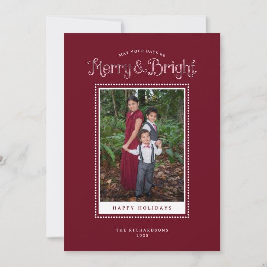 Rood Kerstfeest Verzorgd Foto Feestdagenkaart (Voorkant)