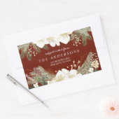 Rood kerstfeest Waterverf Foliage Return-adres Rechthoekige Sticker (Envelop)