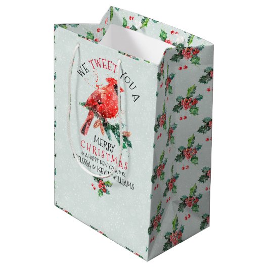 Rood kerstfeest.. we hebben je een prettig kerstfe medium cadeauzakje (Achterkant Gekanteld)