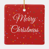 Rood kerstfeestdag Lijst Familie keepaardfoto Keramisch Ornament (Achterkant)