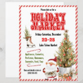 Rood kerstfeestdag marktuitnodiging (Voorkant / Achterkant)