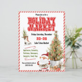 Rood kerstfeestdag marktuitnodiging (Staand voorkant)