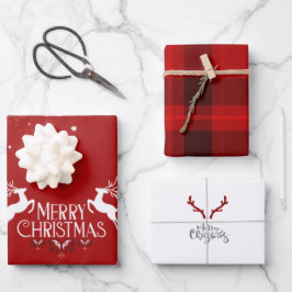 Rood kerstfeestdag — papierbladen inpakpapier vel