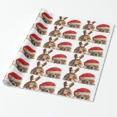 Rood kerstfeestdag — winterrendierkostuum cadeaupapier (Uitgerold)