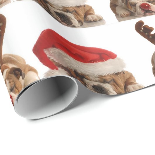 Rood kerstfeestdag — winterrendierkostuum cadeaupapier (Rol Hoek)