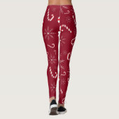Rood kerstfeestelijk snoepriet Snowflakes Cute Leggings (Achterkant)