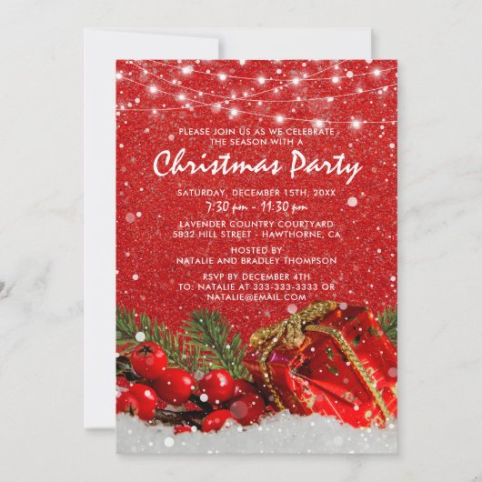 Rood kerstfeestfeest kaart (Voorkant)