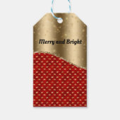 Rood kerstflesje met gouden lint en naam cadeaulabel (Voorkant)