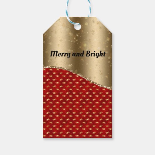 Rood kerstflesje met gouden lint en naam cadeaulabel (Voorkant)