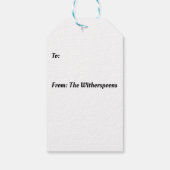 Rood kerstflesje met gouden lint en naam cadeaulabel (Achterkant)