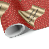 Rood kerstflesje met gouden lint en naam cadeaupapier (Rol Hoek)