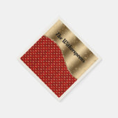 Rood kerstflesje met gouden lint en naam servet (Hoek)