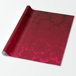 Rood kerstflesje Succulent Pattern Metallic Cadeaupapier