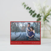 Rood kerstfoto Zwangerschap Aankondiging Kaart (Staand voorkant)