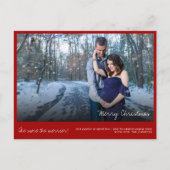 Rood kerstfoto Zwangerschap Aankondiging Kaart (Voorkant)