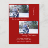 Rood kerstfoto Zwangerschap Aankondiging Kaart (Voorkant)