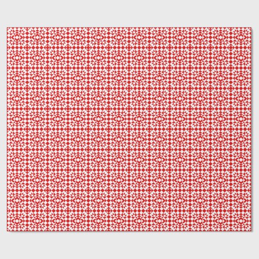  rood kerstgeometrisch quilt kunstontwerp cadeaupapier (Vlak)