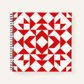  rood kerstgeometrisch quilt kunstontwerp notitieboek (Voorkant)