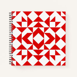  rood kerstgeometrisch quilt kunstontwerp notitieboek
