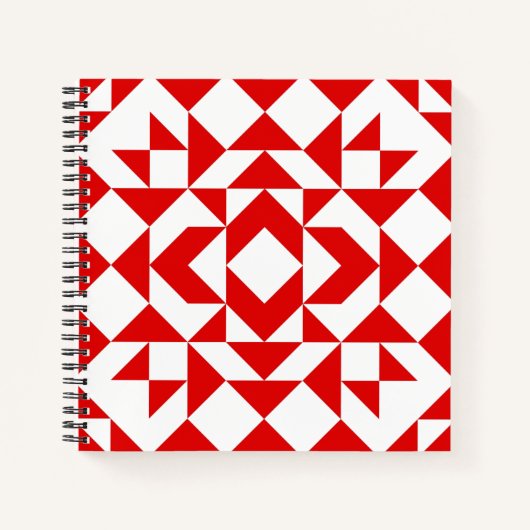 rood kerstgeometrisch quilt kunstontwerp notitieboek (Voorkant)