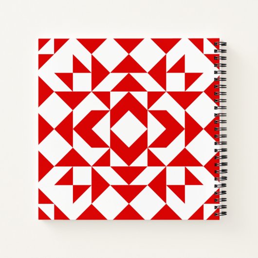  rood kerstgeometrisch quilt kunstontwerp notitieboek (Achterkant)
