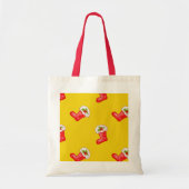 Rood kerstgerechten op geel tote bag (Voorkant)