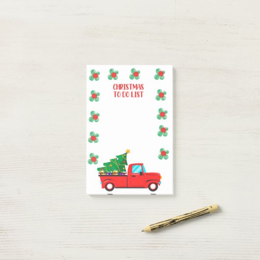 Rood kerstgereden om Post-it-notities te maken Post-it® Notes (Op bureau)