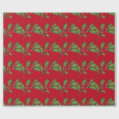 Rood kerstgroen Mistletoe Pattern Cadeaupapier (Vlak)