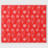 Rood kersthert cadeaupapier (Vlak)