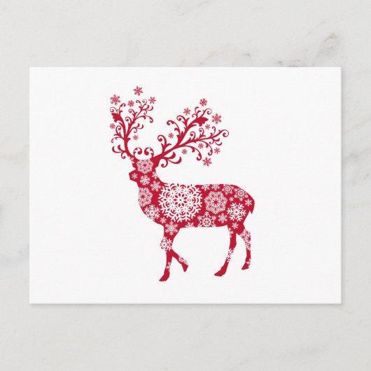 Rood kersthert met sneeuwvlokken feestdagenkaart (Voorkant)