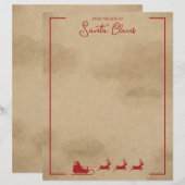 Rood kersthoes op oud papier met oude kleuren briefhoofd (Voorkant / Achterkant)