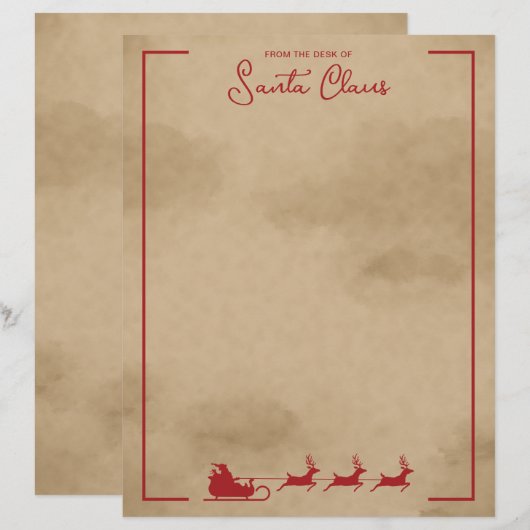 Rood kersthoes op oud papier met oude kleuren briefhoofd (Voorkant / Achterkant)