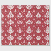 Rood kerstinpakpapier met bomen cadeaupapier (Vlak)