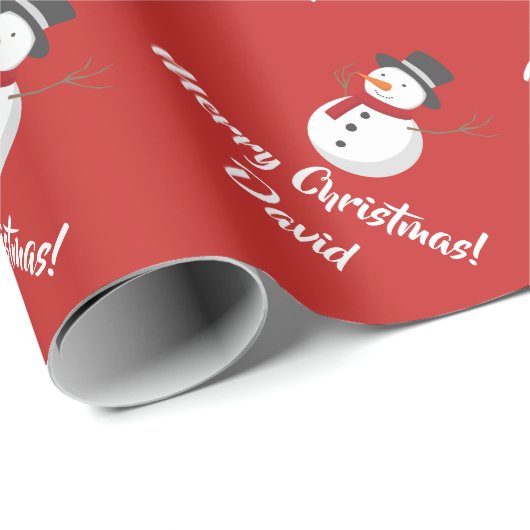 Rood kerstinpakpapier voor kerst Snowman Cadeaupapier (Rol Hoek)