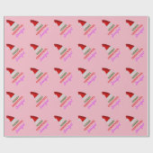 Rood kerstkerstPet, "MERRY CHRISTMAS!", naam Cadeaupapier (Vlak)