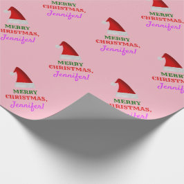 Rood kerstkerstPet, "MERRY CHRISTMAS!", naam Cadeaupapier