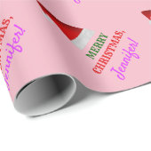Rood kerstkerstPet, "MERRY CHRISTMAS!", naam Cadeaupapier (Rol Hoek)