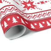 Rood kerstkeuken Geïnspireerd patroon Cadeaupapier (Rol Hoek)