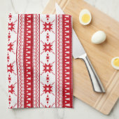 Rood kerstkeuken Geïnspireerd patroon Theedoek (Quarter Fold)