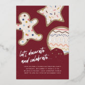 Rood kerstkoekje Decoratieve Partij Uitnodiging (Voorkant)