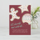 Rood kerstkoekje Decoratieve Partij Uitnodiging (Staand voorkant)