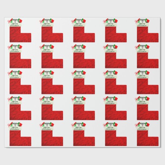 Rood kerstkous inpakpapier (Vlak)
