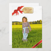 Rood kerstLabel Foto Feestdagenkaart (Voorkant / Achterkant)