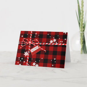 Rood kerstLabel op buffelplaat Feestdagen Kaart