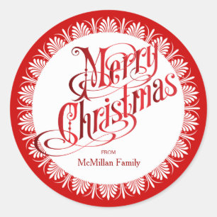 Rood  kerstlabel ronde sticker