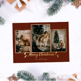 Rood kerstlicht 3 Foto Folie Holiday Kaart