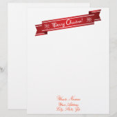 Rood kerstlint briefhoofd ontwerp (Voorkant / Achterkant)
